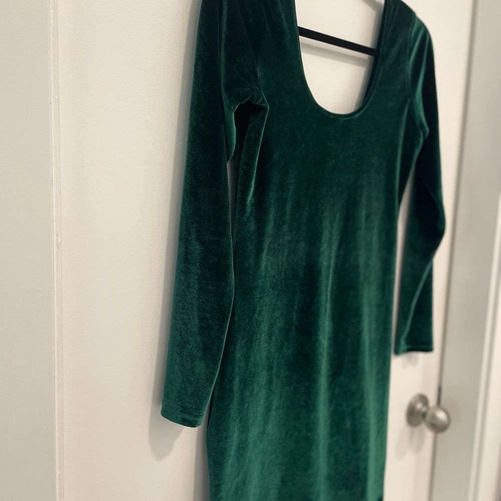 Vintage American Apparel Green Velvet Bodycon Mini Dress
